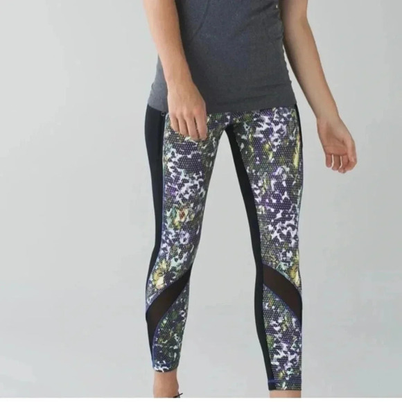 Lululemon Inspire Tights II Full-On Luxtreme (mesh) Floral Sport Sz 8 - Picture 2 of 10